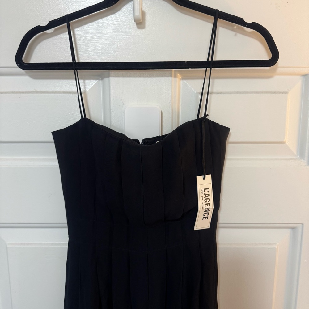 NWT L’agence Black Maxi Dress Front Slit  Size 2 - Picture 2 of 9